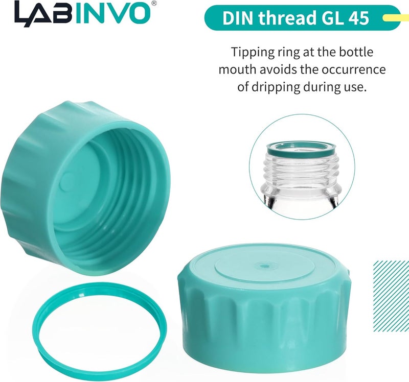 LINVO Glass Round Media Bottles, Vol.2000ml Borosilicate Glass Reagent Storage Bottle with GL45 Screw Cap, IN-RB2000A - Image 4